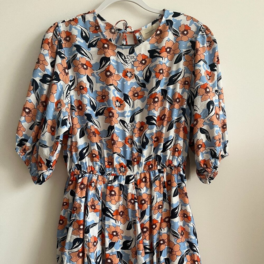 NWT Melloday Open Back Mini Dress Balloon Sleeves in Size Large